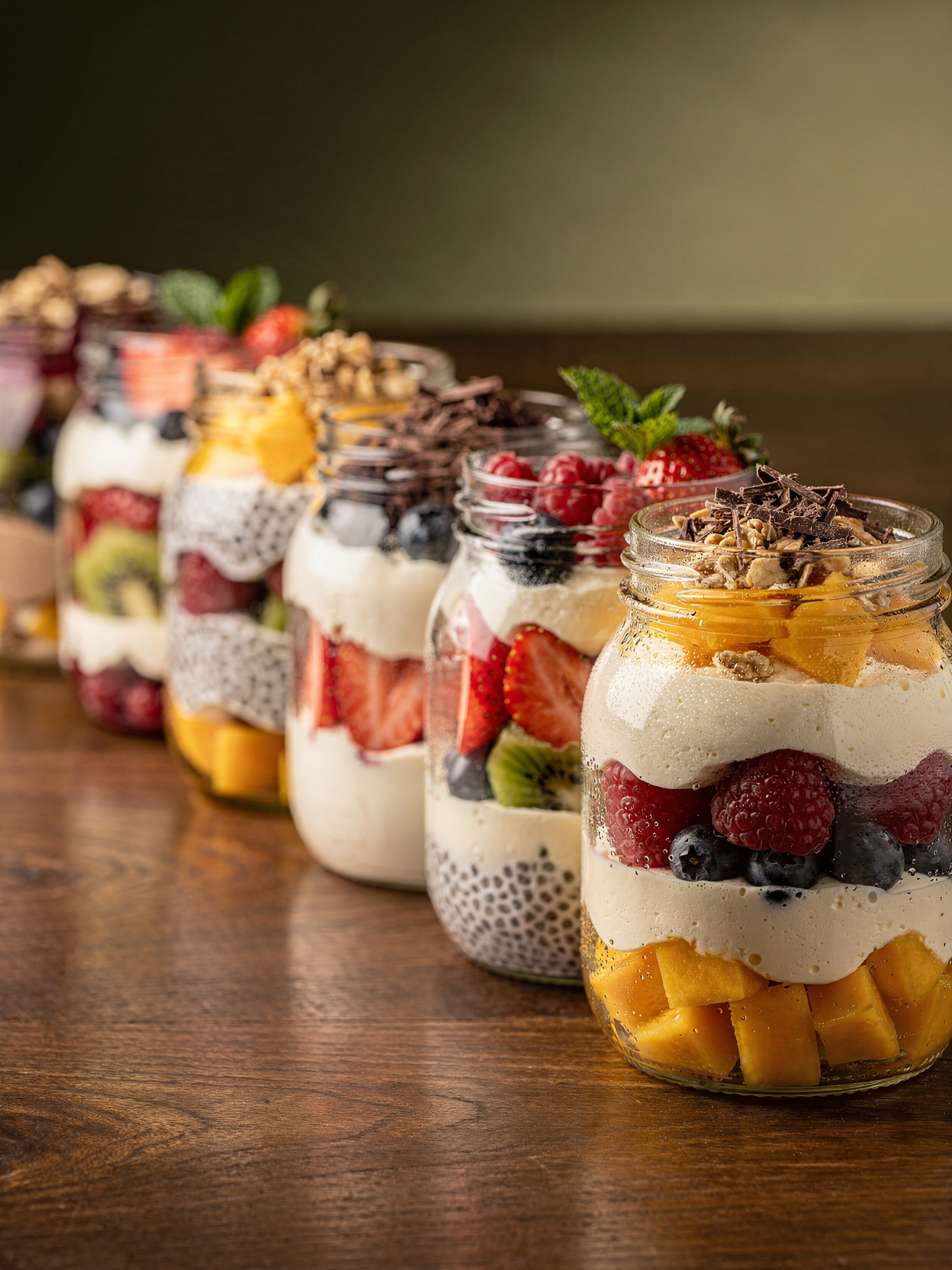 Postres saludables en vasos