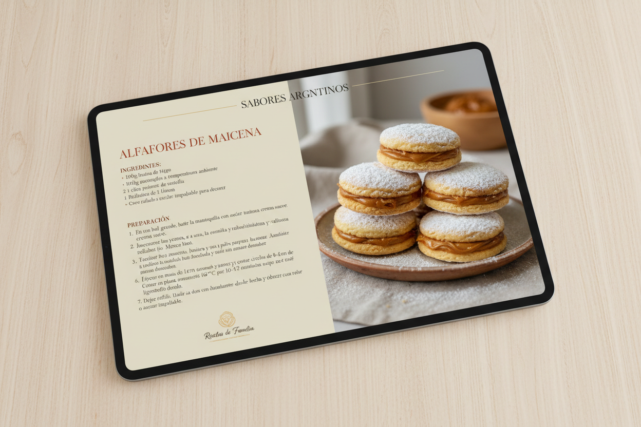 Página interna del ebook - Receta de Alfajores de Maicena